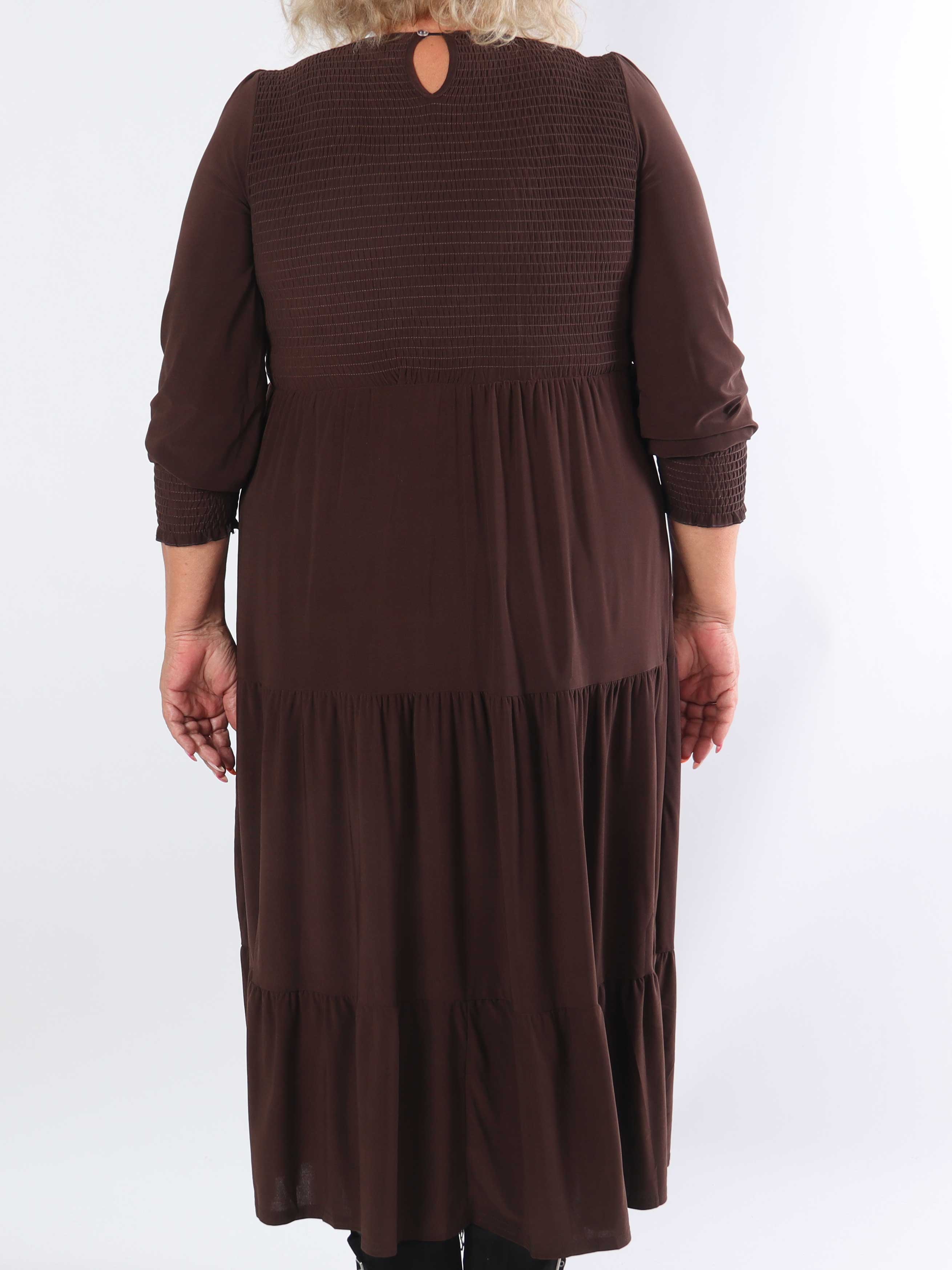 Kelly Long - Stretch plus size klänning med smock över bröstet